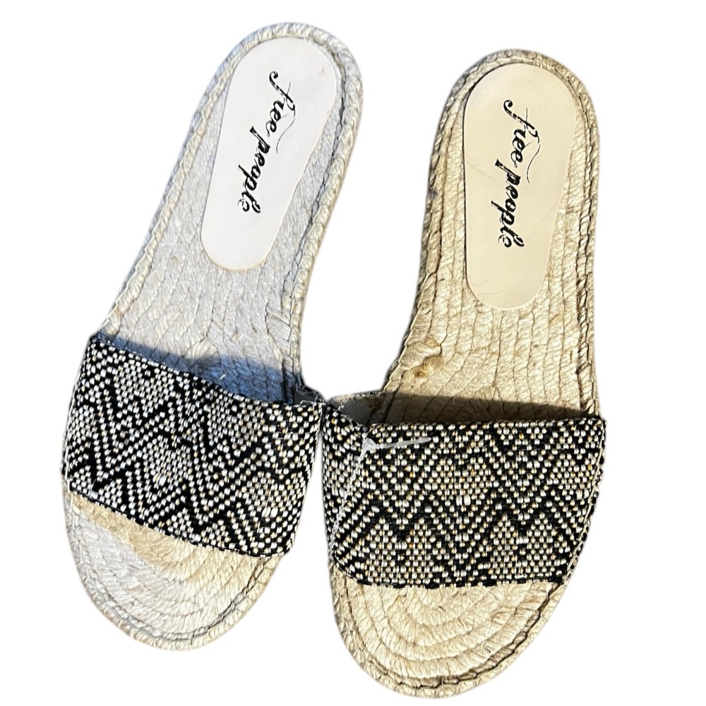 Free People Black and White Women's Slide Sandals